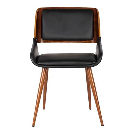 Armen Living Armen Living LCPNSIWABL 39 x 21 x 23 in. Panda Mid-Century Dining Chair; Walnut & Black Faux Leather LCPNSIWABL